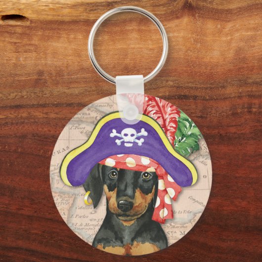 Doberman Pinscher Pirate Sleutelhanger (Voorkant)