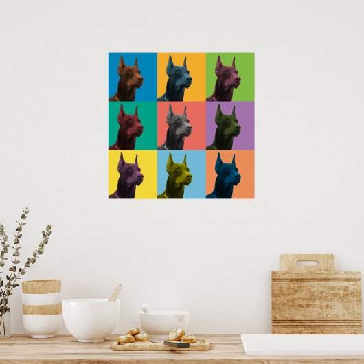 Doberman Pinscher Pop-Art Poster (Keuken)