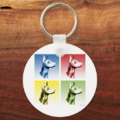 Doberman Pinscher Pop Kunst Sleutelhanger (Voorkant)