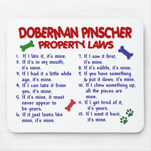 DOBERMAN PINSCHER Property Laws 2 Muismat (Voorkant)