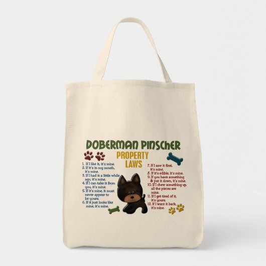 Doberman Pinscher Property Laws 4 Tote Bag (Voorkant)
