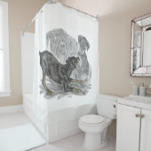 Doberman Pinscher-Puppies Douchegordijn (In situ)