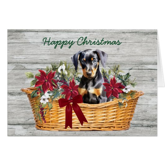 Doberman Pinscher Puppy Basket Vakantie (Voorkant Horizontaal)