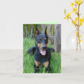 Doberman Pinscher Puppy Dog Blank Note Card Kaart (Gele Bloem)