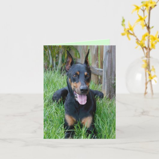 Doberman Pinscher Puppy Dog Blank Note Card Kaart (Gele Bloem)