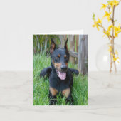 Doberman Pinscher Puppy Dog Blank Note Card Kaart (Gele Bloem)
