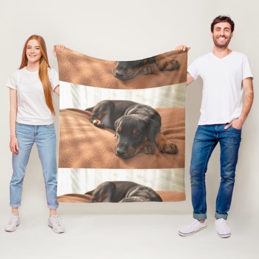 doberman-pinscher-puppy fleece deken (In situ)
