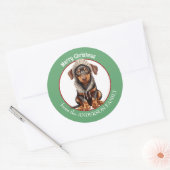 Doberman Pinscher Puppy in Winter Pet Kerst Ronde Sticker (Envelop)