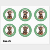 Doberman Pinscher Puppy in Winter Pet Kerst Ronde Sticker (Vel)