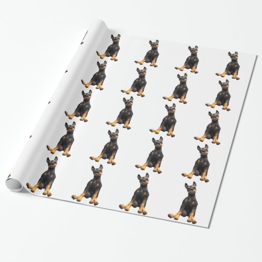 Doberman Pinscher Puppy Sitting Cadeaupapier (Uitgerold)