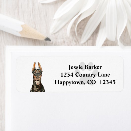 Doberman Pinscher Return-adreslabel Etiket (Insitu)