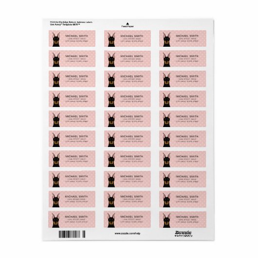 Doberman Pinscher Return-adreslabels Etiket (Full Sheet)