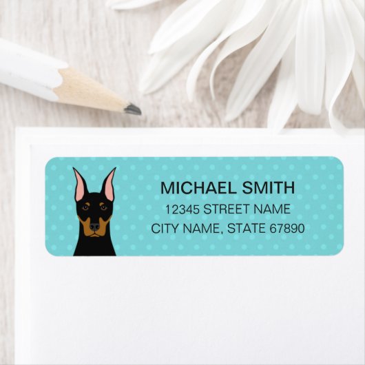 Doberman Pinscher Return-adreslabels Etiket (Insitu)