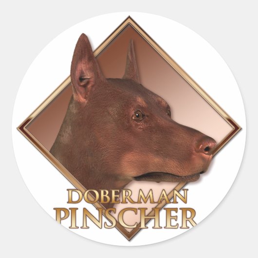 Doberman Pinscher Ronde Sticker (Voorkant)