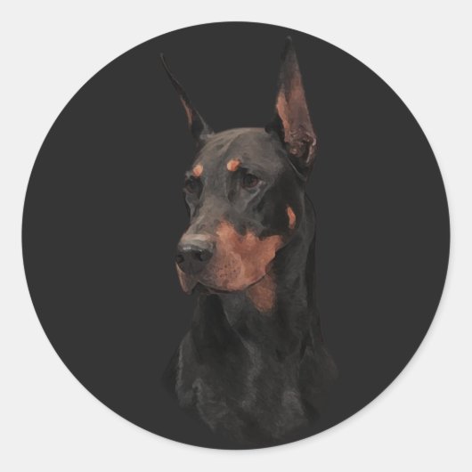 Doberman Pinscher Ronde Sticker (Voorkant)