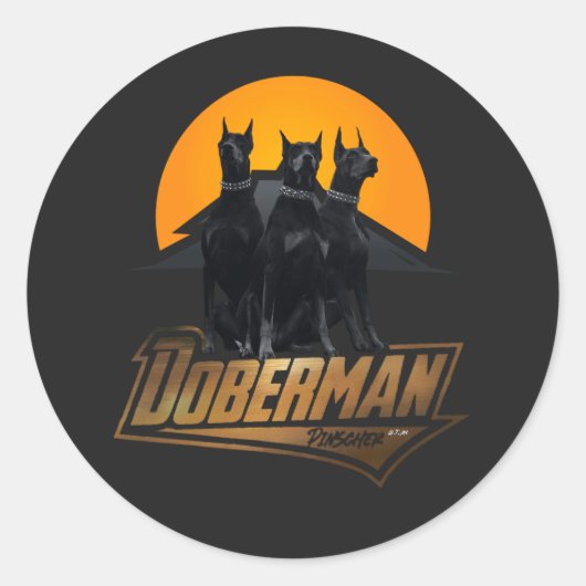 Doberman Pinscher Ronde Sticker (Voorkant)