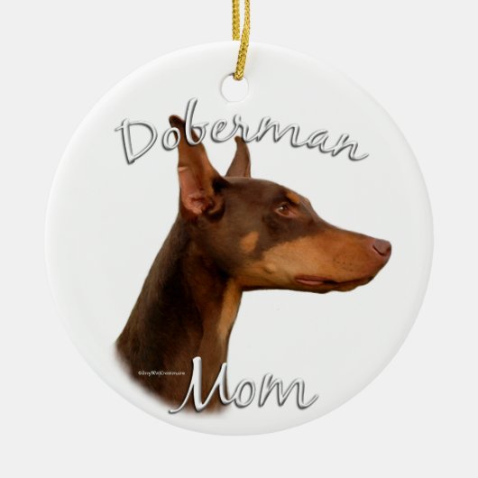 Doberman Pinscher (rood) mam 2 Keramisch Ornament (Voorkant)