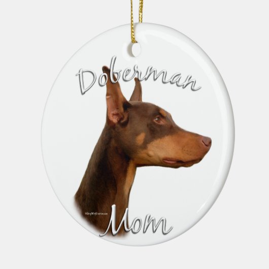 Doberman Pinscher (rood) mam 2 Keramisch Ornament (Links)