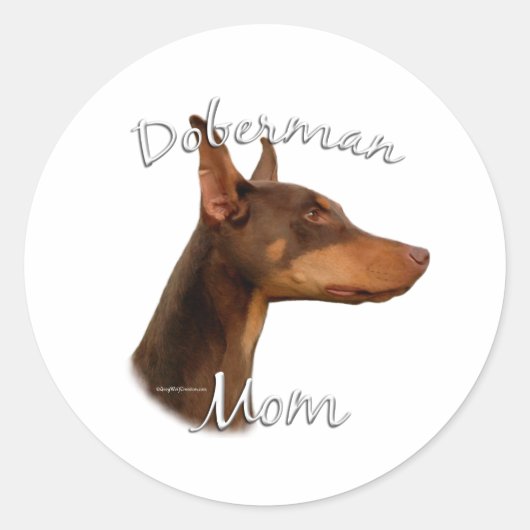 Doberman Pinscher (rood) mam 2 Ronde Sticker (Voorkant)