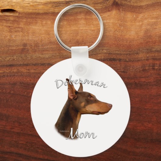 Doberman Pinscher (rood) mam 2 Sleutelhanger (Achterkant)