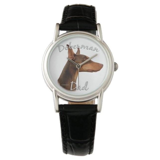 Doberman Pinscher (rood) Pa 2 Horloge (Voorkant)