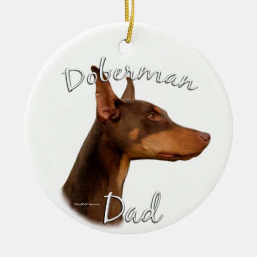 Doberman Pinscher (rood) Pa 2 Keramisch Ornament (Voorkant)