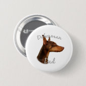 Doberman Pinscher (rood) Pa 2 Ronde Button 5,7 Cm (Voorkant /achterkant)