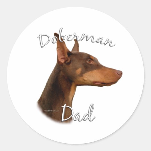 Doberman Pinscher (rood) Pa 2 Ronde Sticker (Voorkant)