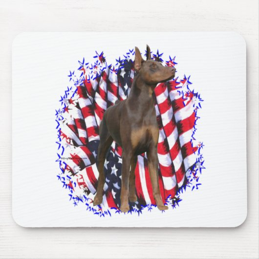 Doberman Pinscher (rood) Patriot Muismat (Voorkant)