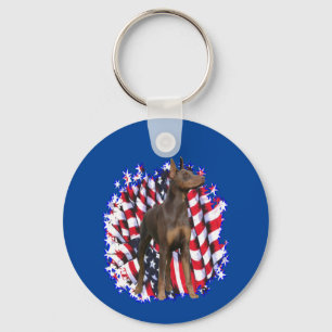 Doberman Pinscher (rood) Patriot Sleutelhanger