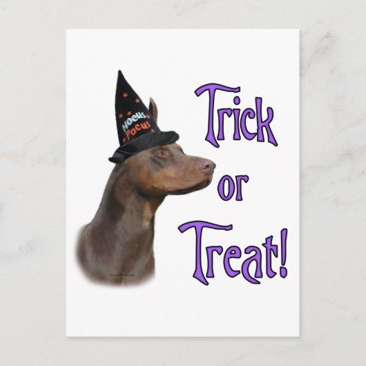 Doberman Pinscher (rood) Trick Briefkaart (Voorkant)