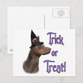 Doberman Pinscher (rood) Trick Briefkaart (Voorkant / Achterkant)