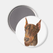Doberman Pinscher Round Magnet (Voorkant / Achterkant)