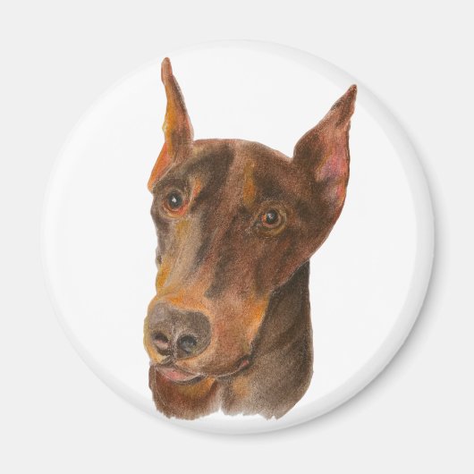 Doberman Pinscher Round Magnet (Voorkant)