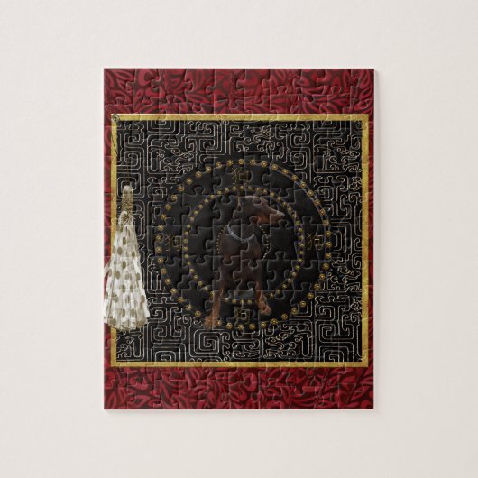 Doberman Pinscher, Round Shape, Dog in het Chinees Legpuzzel (Verticaal)