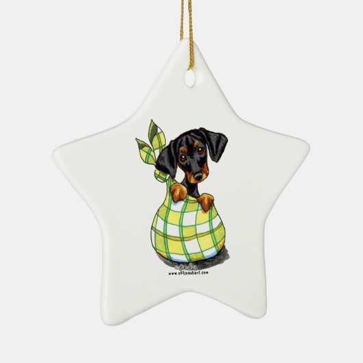 Doberman Pinscher Sack Puppy Keramisch Ornament (Rechts)