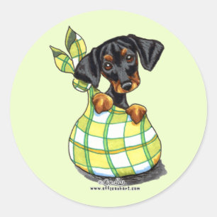 Doberman Pinscher Sack Puppy Ronde Sticker