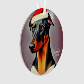 Doberman Pinscher, Santa Dog, Kerstmis Ornament (voorkant)