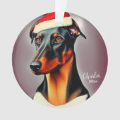 Doberman Pinscher, Santa Dog, Kerstmis Ornament (voorkant)