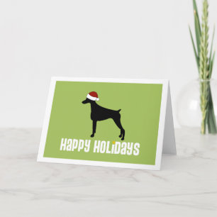 Doberman Pinscher Santa Hat Feestdagen Kaart