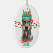 Doberman Pinscher Santa Hat Holiday String Beads Keramisch Ornament (Rechts)