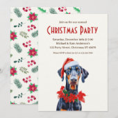 Doberman Pinscher Santa Hat Hond Kerstfeest Kaart (Voorkant / Achterkant)