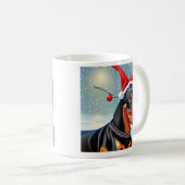 Doberman Pinscher, Santa, kerstkoffie Mok (Voorkant rechts)