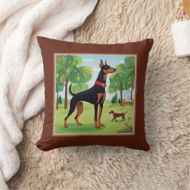 Doberman Pinscher Schattigee bank Kussen