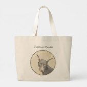 Doberman Pinscher schilderij Dobie bijgesneden hon Grote Tote Bag (Achterkant)