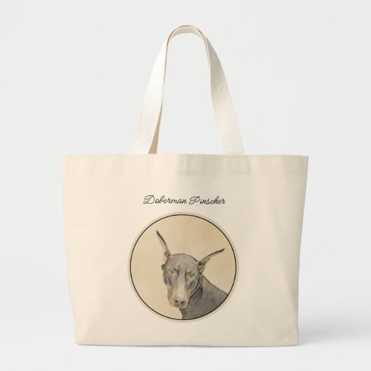 Doberman Pinscher schilderij Dobie bijgesneden hon Grote Tote Bag (Voorkant)