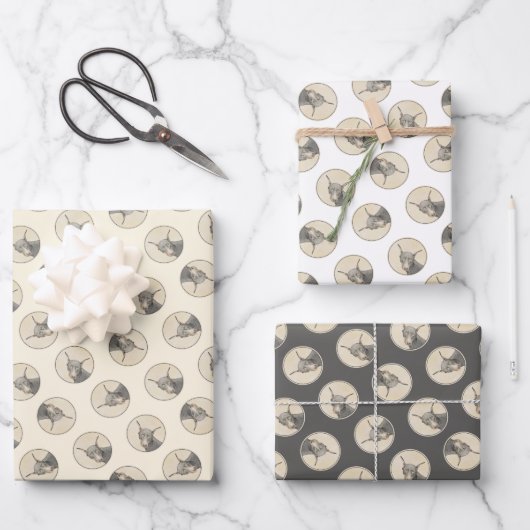 Doberman Pinscher schilderij Dobie bijgesneden hon Inpakpapier Vel (Voorkant)