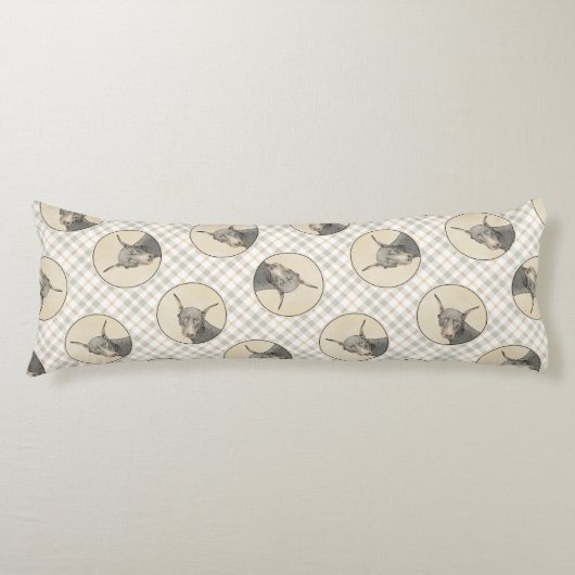 Doberman Pinscher schilderij Dobie bijgesneden hon Lichaamskussen (Voorkant)