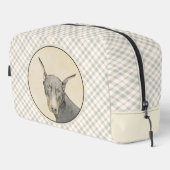 Doberman Pinscher schilderij Dobie bijgesneden hon Toilettasje (Rechterhoek)