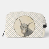 Doberman Pinscher schilderij Dobie bijgesneden hon Toilettasje (Achterkant)
